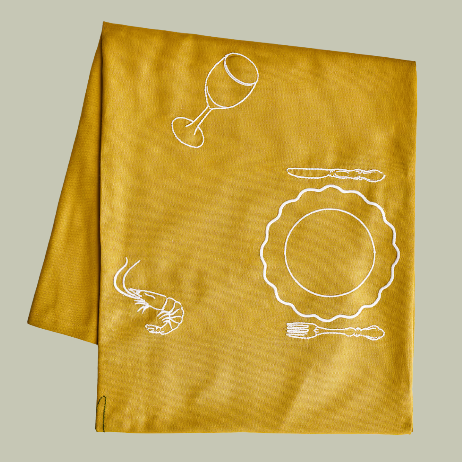 An embroidered tablecloth