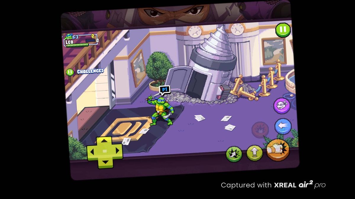 XREAL Beam Pro while playing TMNT: Shredder's Revenge.