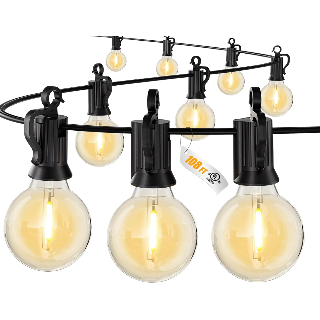 Brightown 108ft 52led Solar String Lights Outdoor With Remote &amp;amp; Usb Port, Shatterproof Bulbs, Dimmable &amp;amp; Timable, 3 Modes, Patio Lights Solar Powered With Mount Clips for Camping Backyard Garden Decor