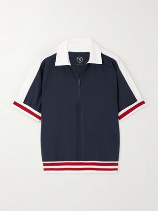 Amelia Striped Stretch-Jersey Golf Polo Top