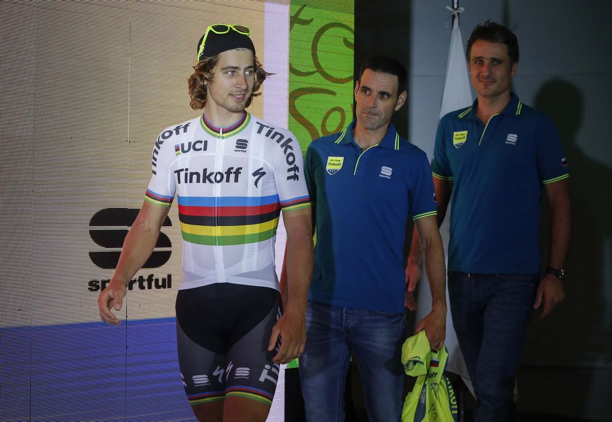 World champion Peter Sagan (Tinkoff-Saxo) at the Tour de San Luis presentation.