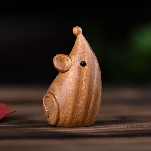 Hlbshi Handmade Wooden Rat Mouse Mice Cats Figurine Animal Statue Sculpture Desktop Office Home Decor Gift (mice)