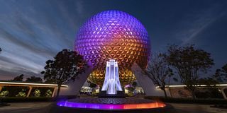 Spaceship Earth and fountain at Epcot