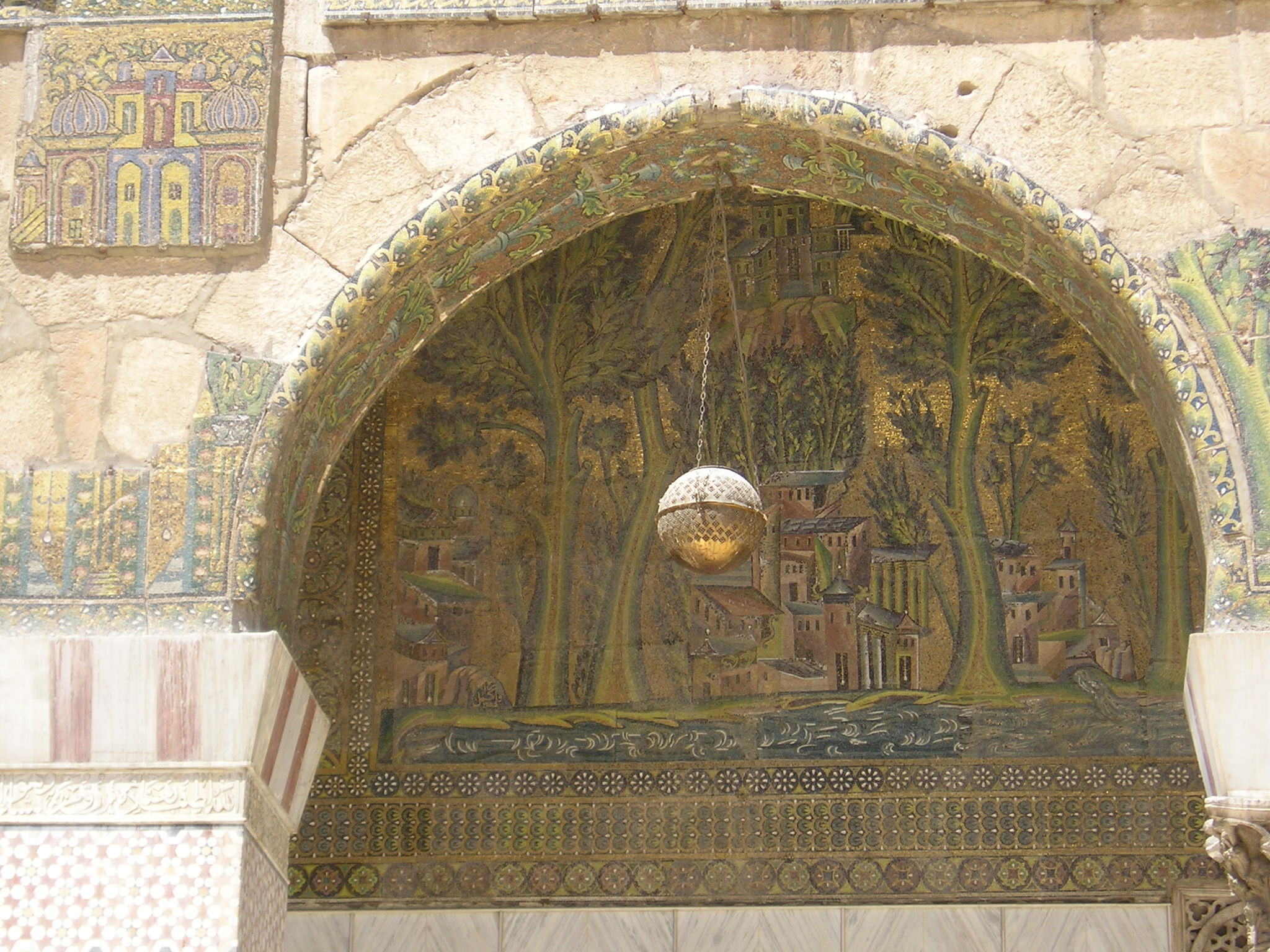 The gardens of Paradise as imagined in mosaic on the arcade of the Great Mosque in Damascus, in Arabs