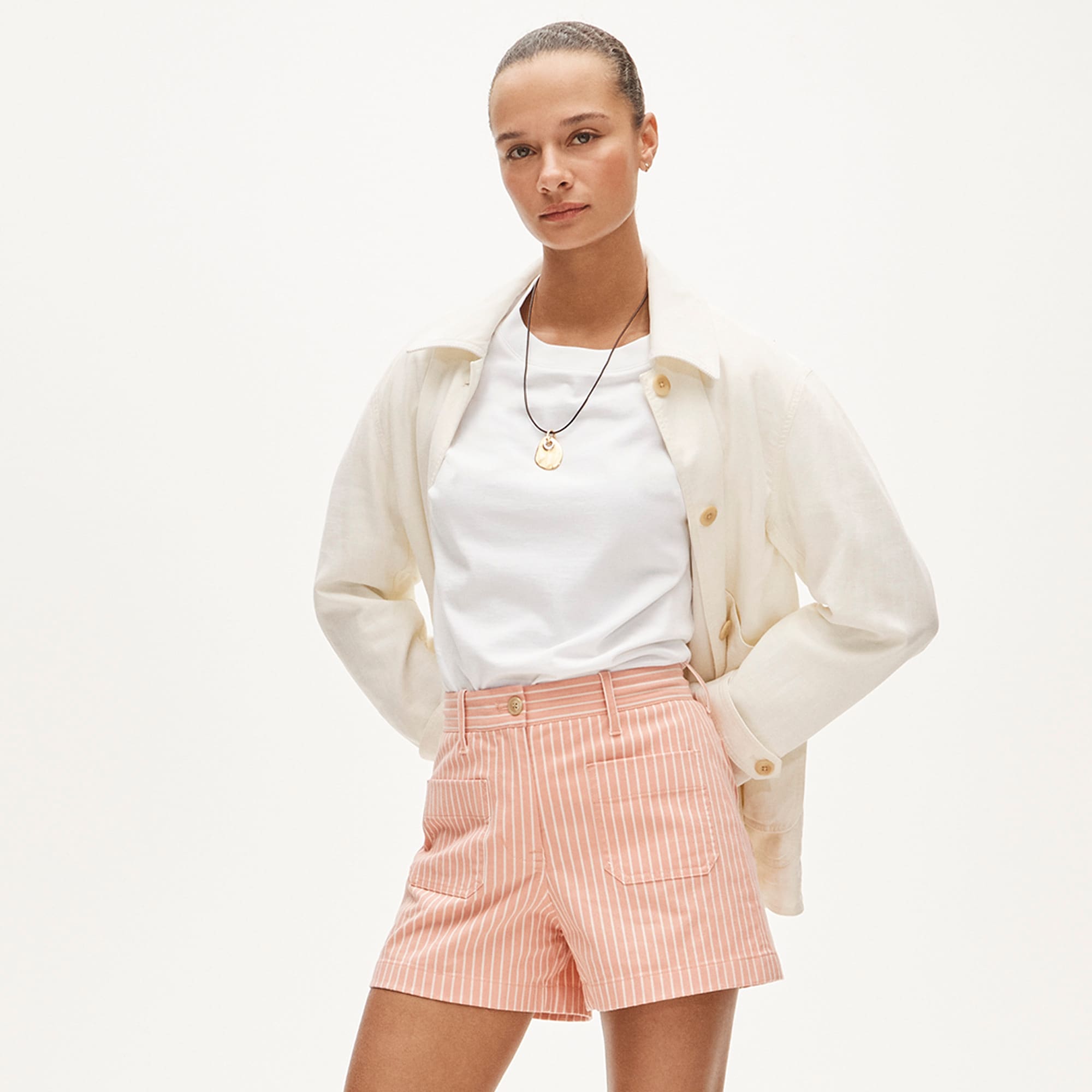 Patch-Pocket Chino Short in Stripe