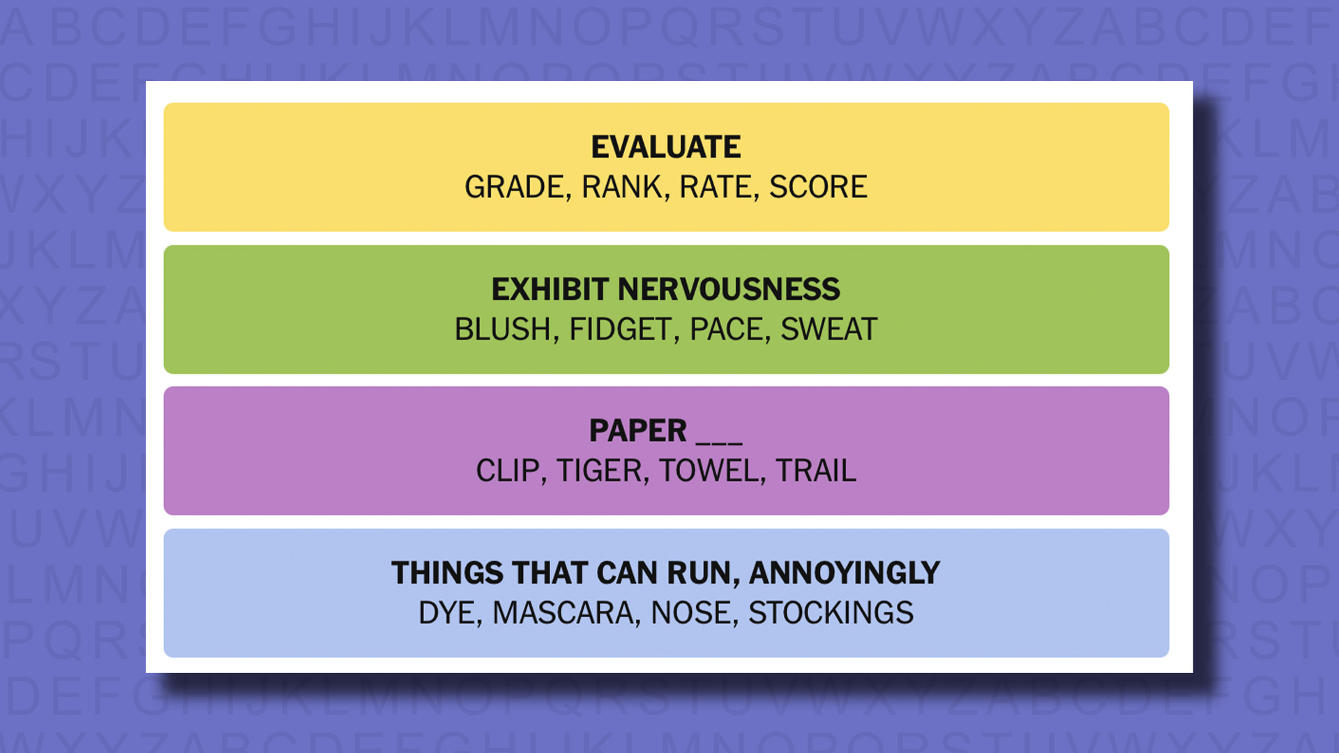 NYT Connections answers for game 831 on a purple background