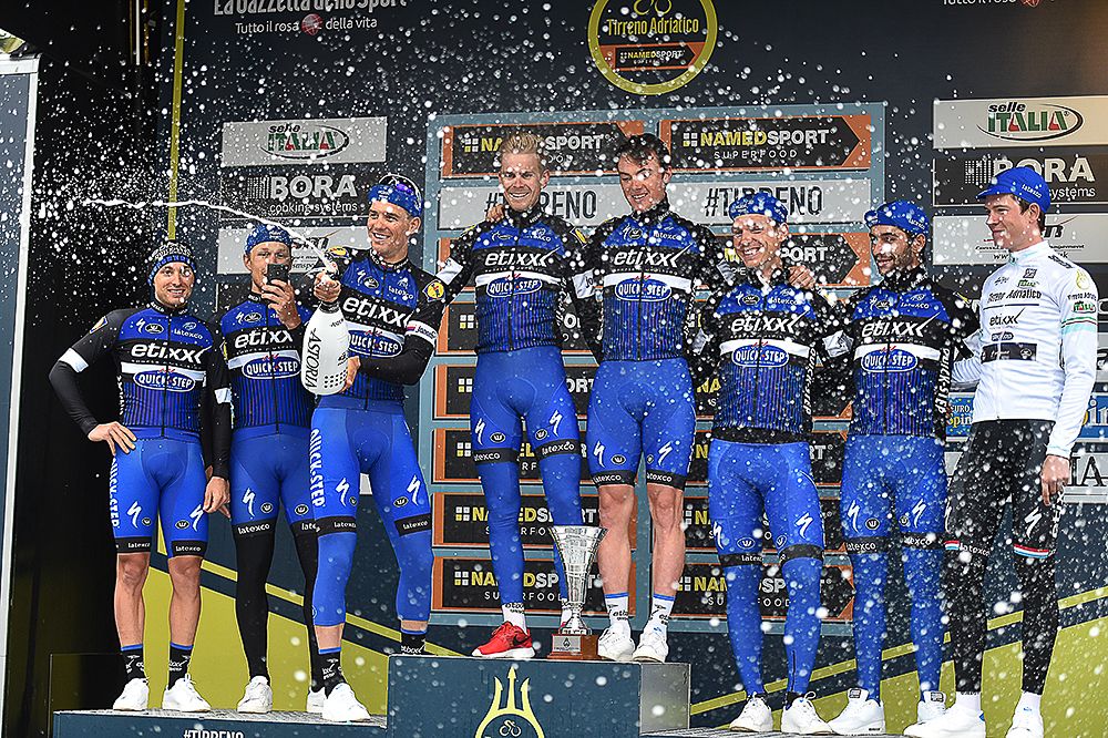 Etixx-QuickStep riders in the Tirreno-Adriatico podium for best team