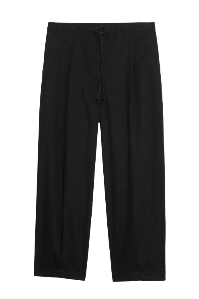High-Rise Pleated Cotton Poplin Cropped Pant