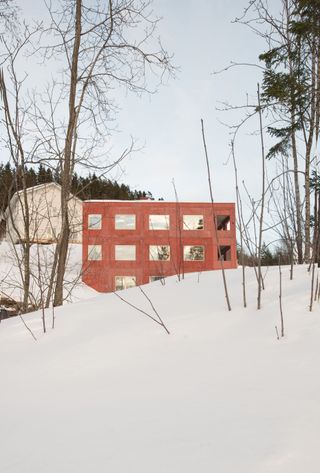 red concrete house norway