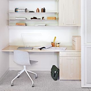 cupboard office with table and shelves