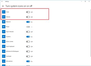 List of system icons on WIndows 10