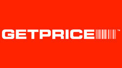 Getprice logo in white on an orange background