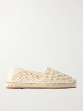 Espadra-Schuhe mit klappbarem Absatz und Raffia-Lederkanten