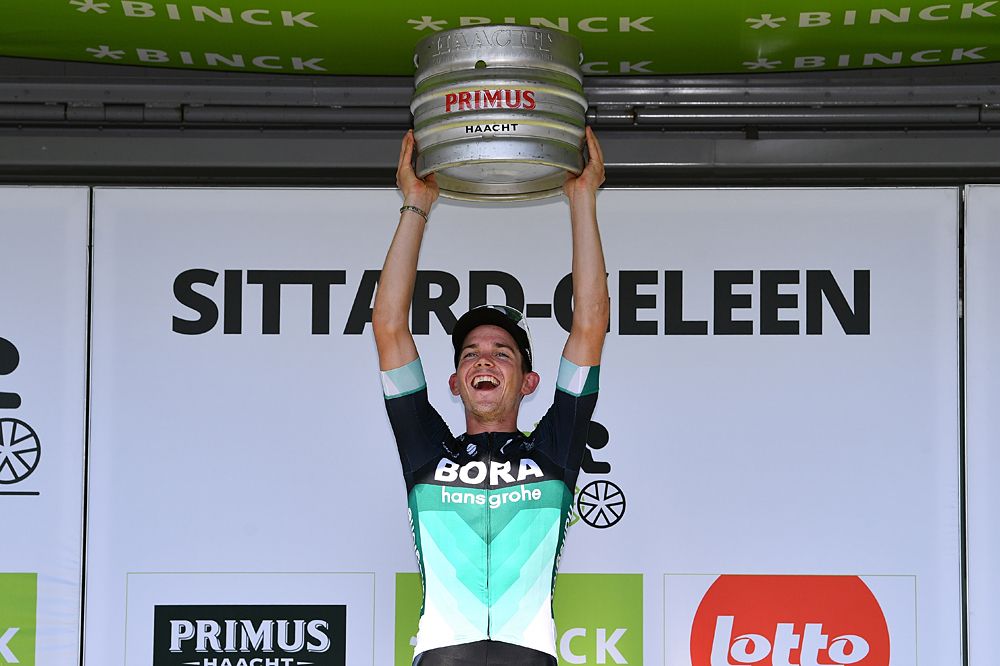Gregor Muhlberger (Bora-Hansgrohe) celebrates his stage victory at BinckBank Tour
