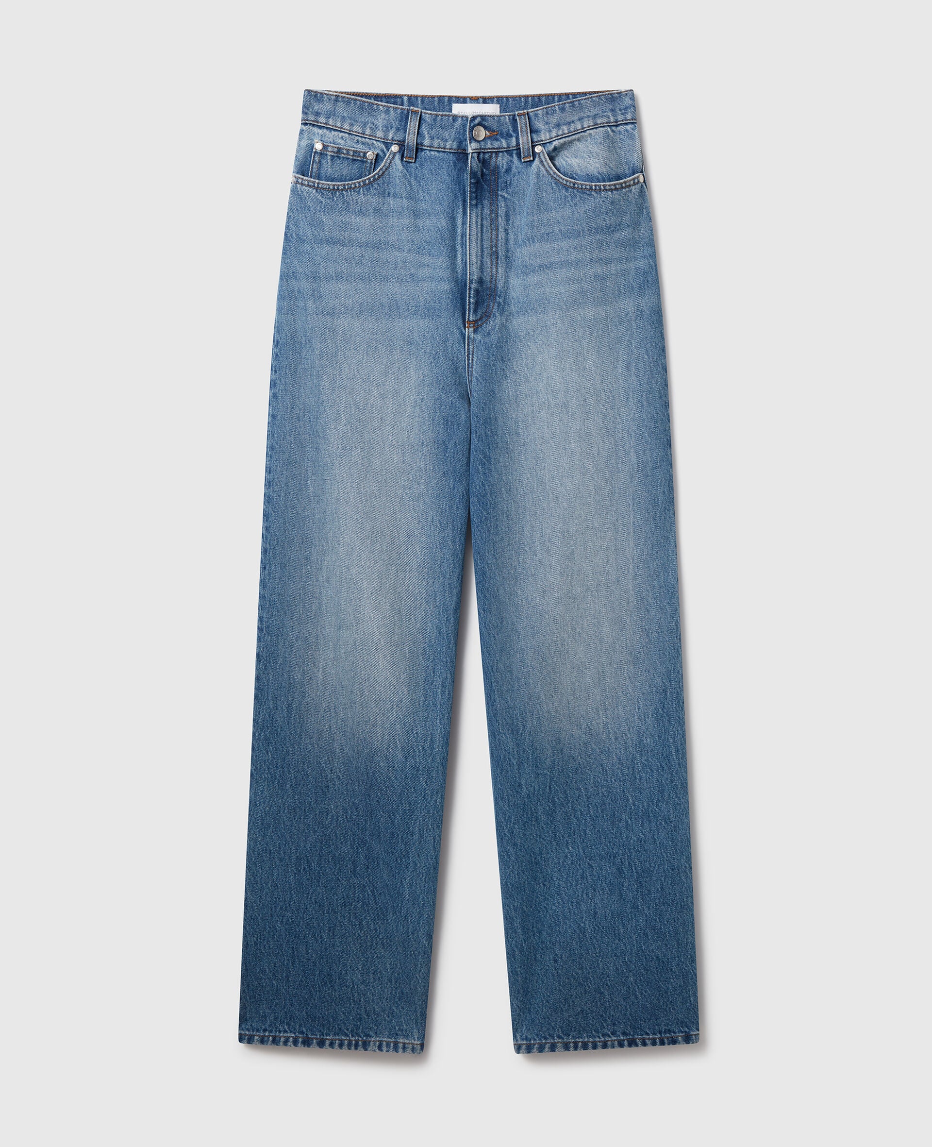 Faded Wide-Leg High-Rise Denim Jeans