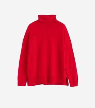 Image of red roll neck jumper