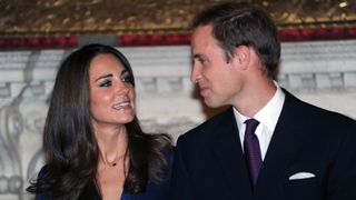 Prince William and Catherine Middleton pose for photographs in the State Apartments of St James Palace