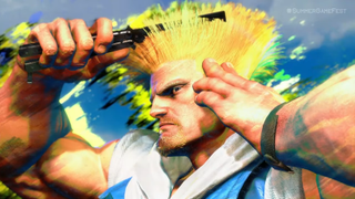 Guile combing his hair in Street Fighter 6.