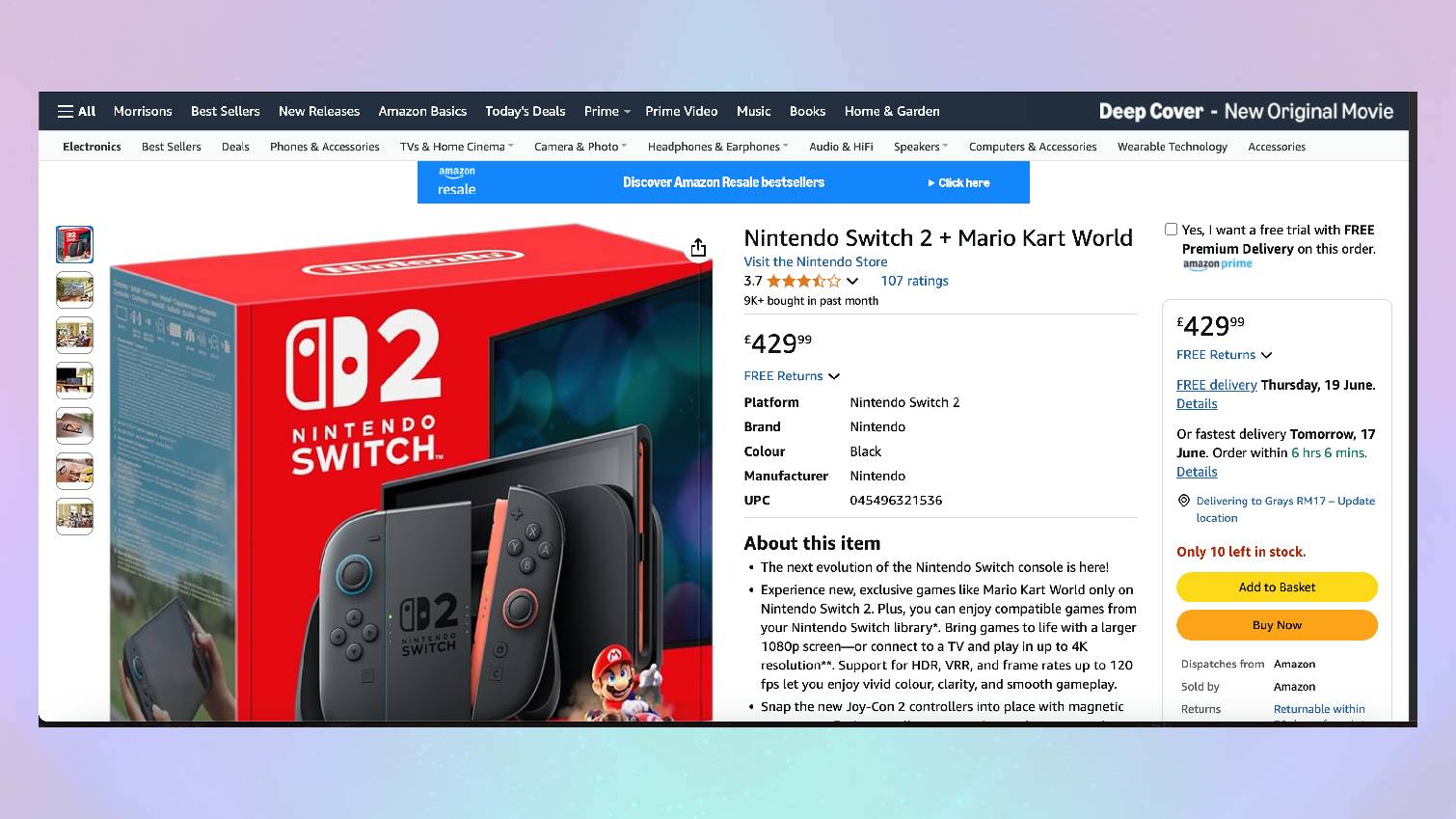 Screenshot of Switch 2 listing page