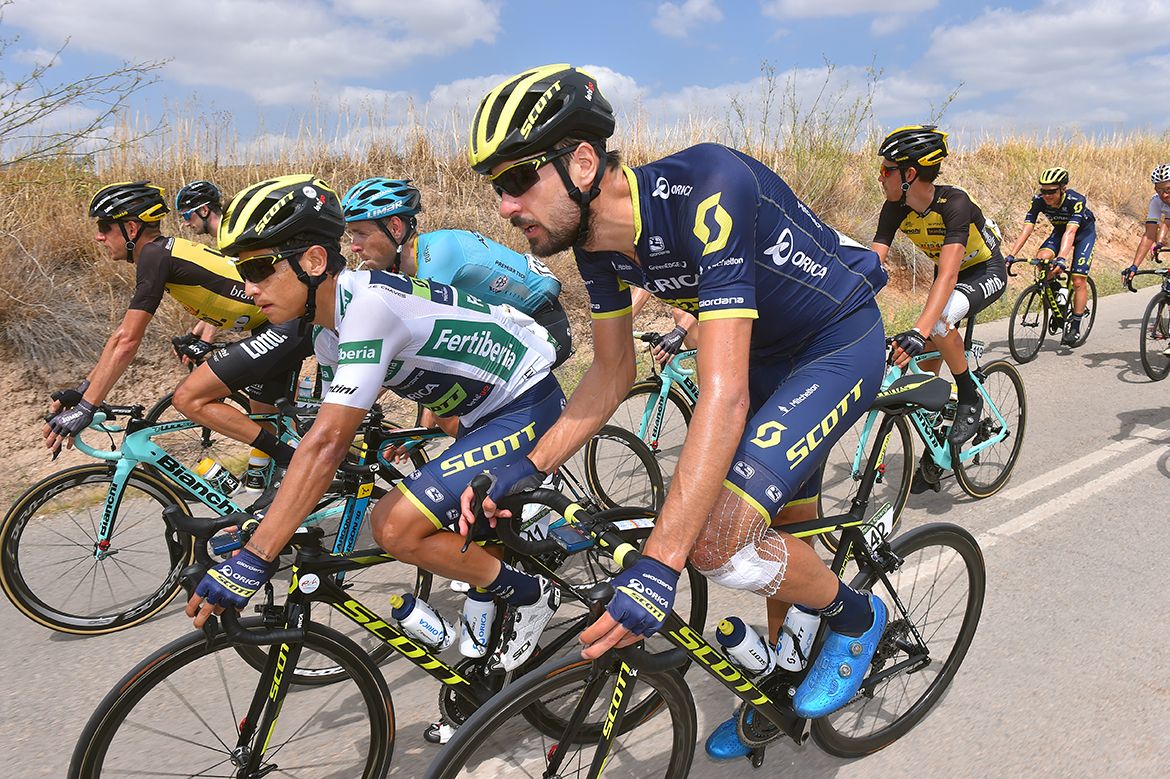 Sam Bewley and Esteban Chaves on stage 14 of the Vuelta a Espa&ntilde;a