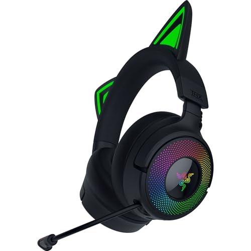 Razer Kraken Kitty V3 Pro Wireless Rgb Gaming Headset: Chroma Rgb Kitty Ears - 2.4 Ghz, Bluetooth 5.3, Usb a - Super Wideband Mic - 40mm Drivers - Thx Spatial Audio - Comfortable Ear Cushions - Black