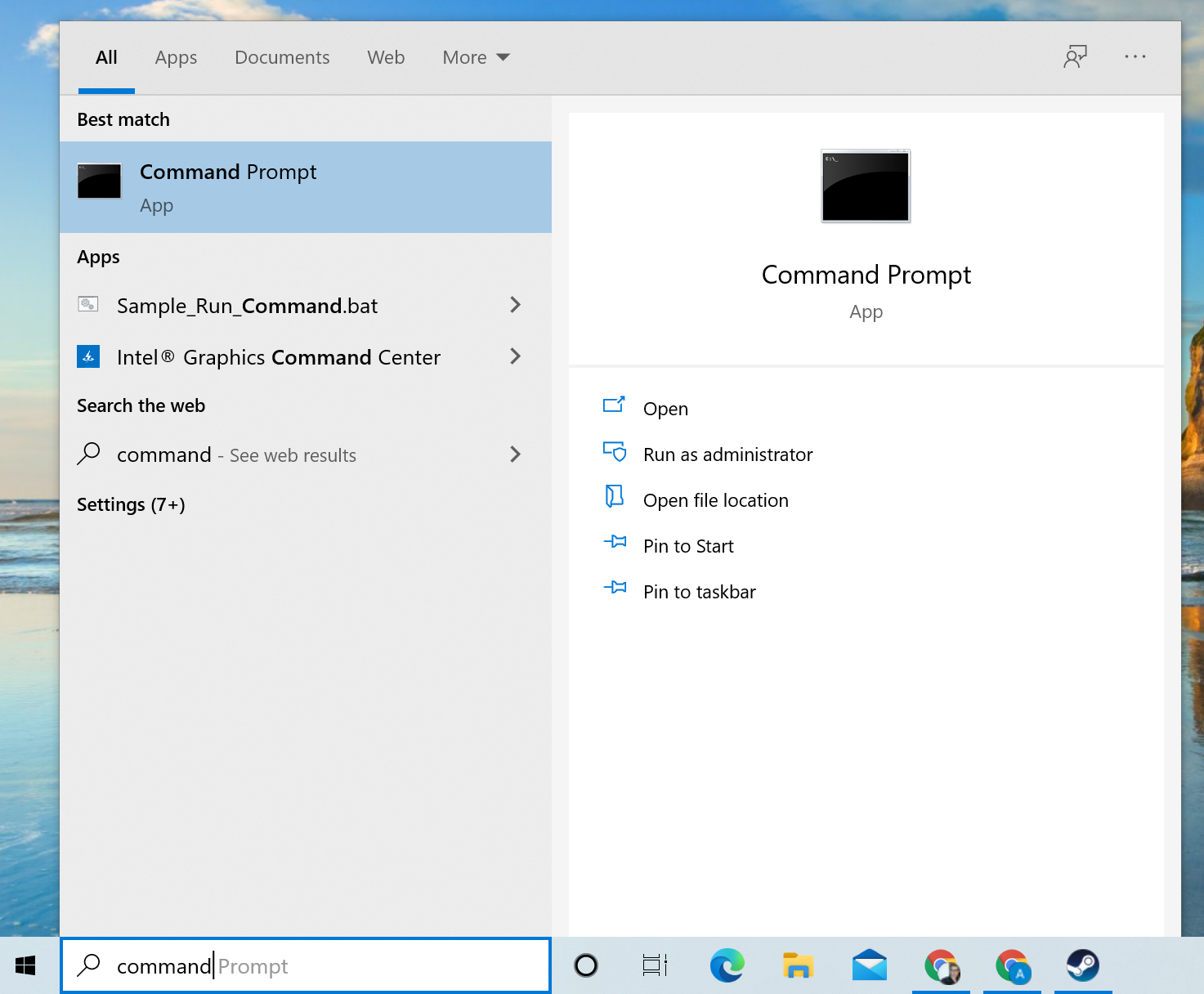 How to check laptop battery health in Windows 10 - open command prompt