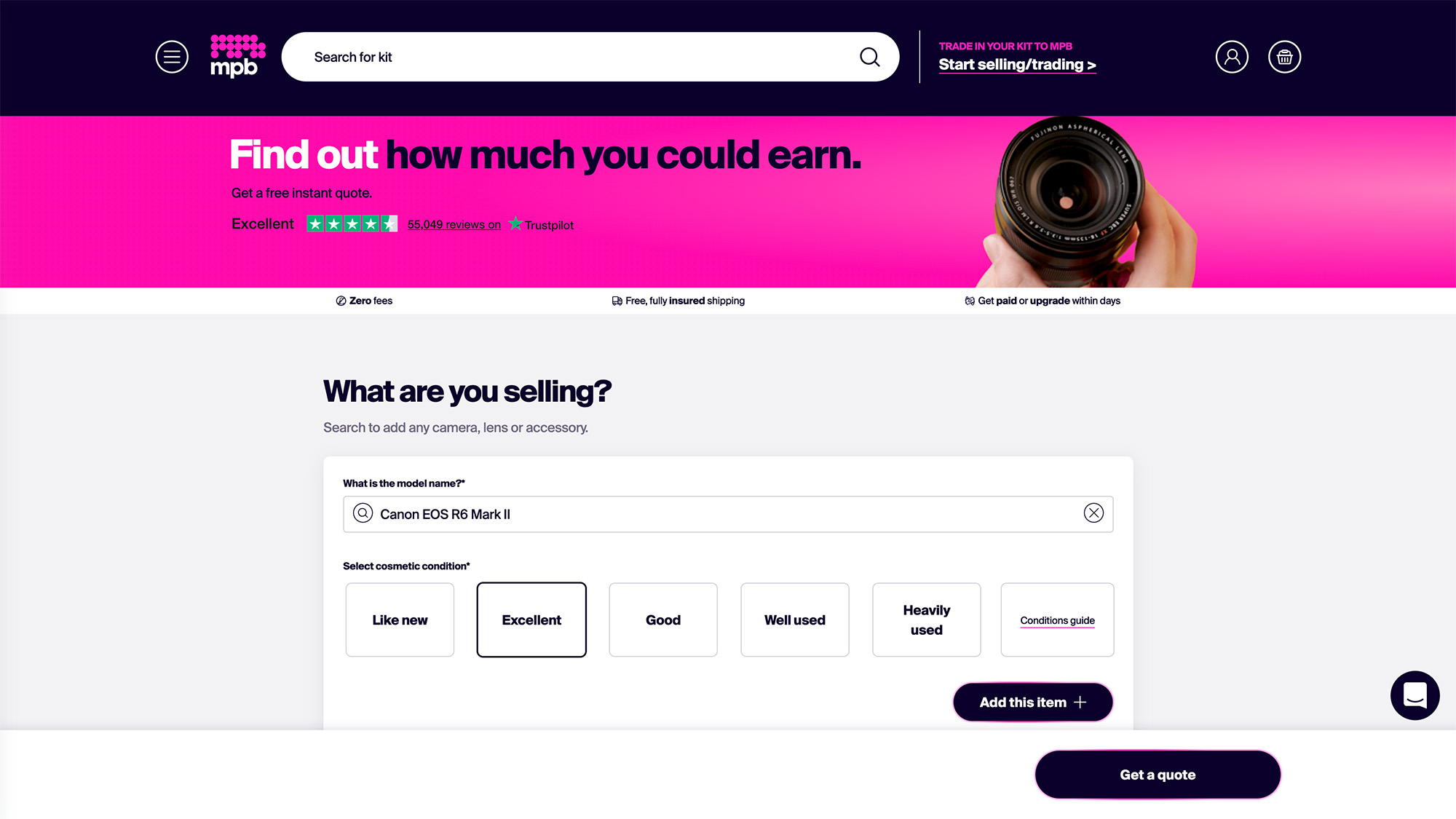 MPB screenshot of website