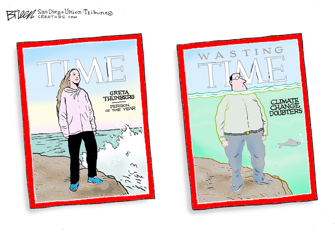 Editorial Cartoon U.S. Time Greta Thunberg Climate Change Doubters