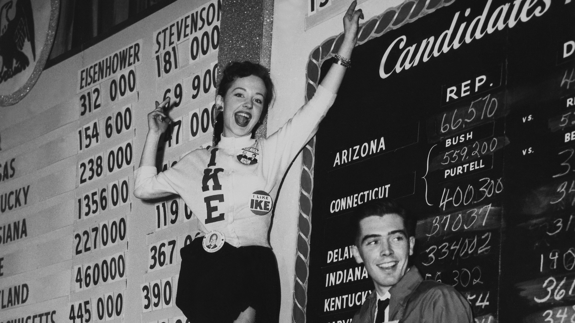Eisenhower Winner, Boosters Celebrating Victory At New York In Usa On Fifties