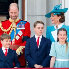 Prince William and Kate Middleton laugh at Trooping the Colour on June 14, 2025, as their children, Prince Louis, Prince George, and Princess Charlotte appear on the Buckingham Palace balcony