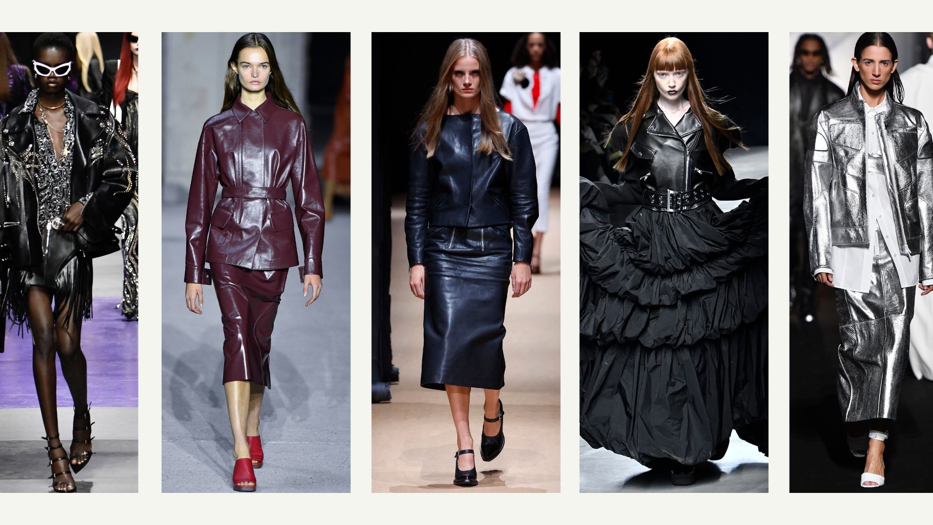 Tendintele modei 2023: Aspecte din piele - Versace / Tod's / Prada / Annakiki / Boss