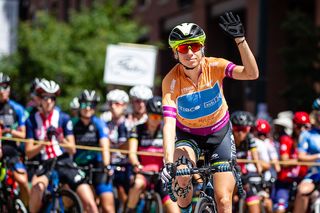 Brodie Chapman (Tibco-SVB) is called to the start line on stage 4 of the 2019 Colorado Classic