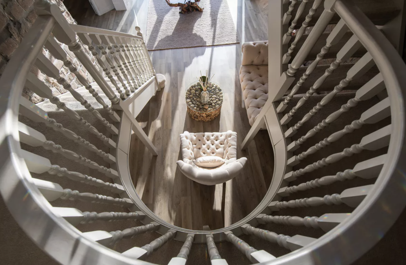 Painted grey spiral staircase