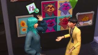 The boss talks positively to a customer in The Sims 4 Businesses and Hobbies