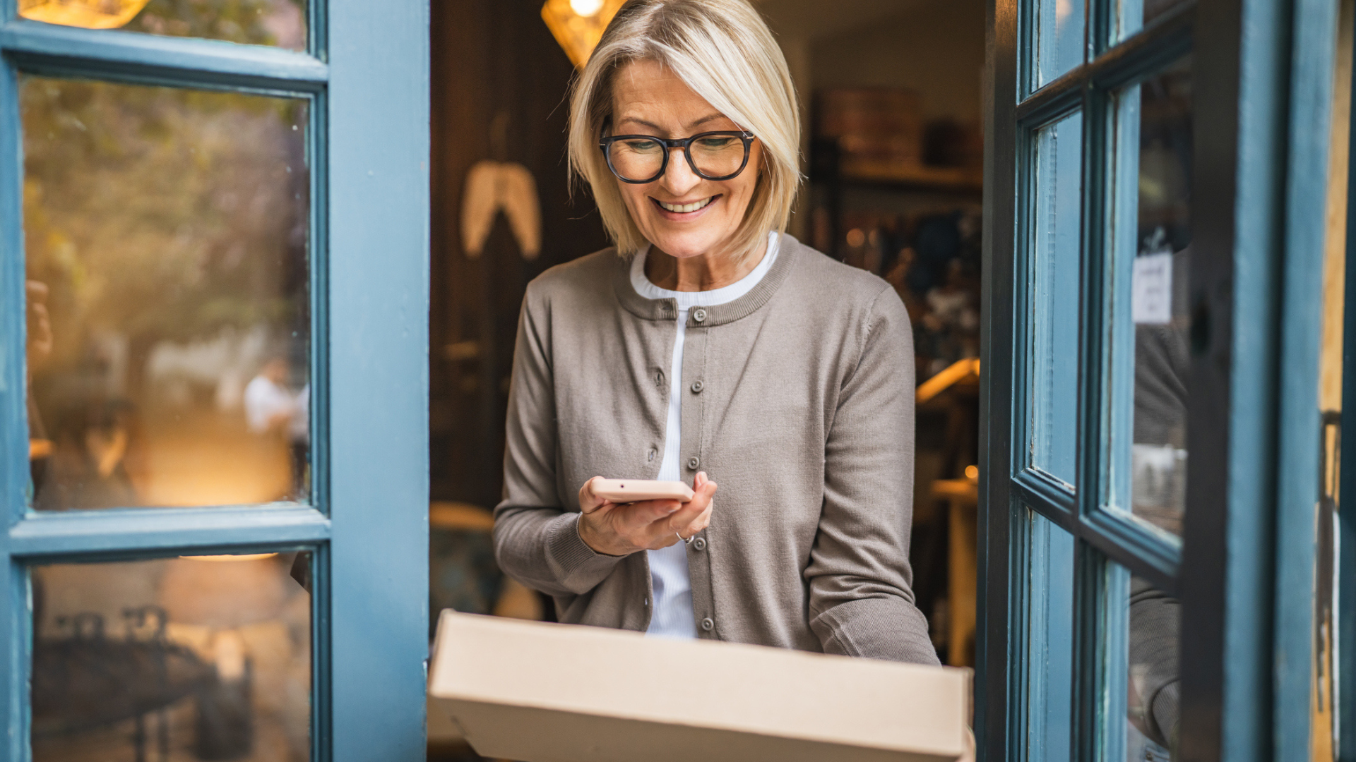 Woman receiving a package 