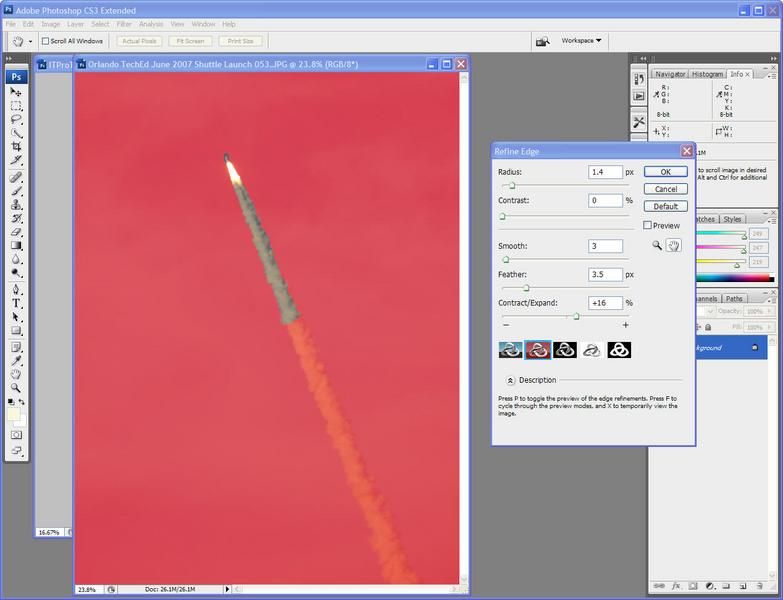 Step 10: Use the Quick Select tool with Refine Edge control to create a mask.