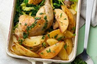 Low calorie meals: Roast chicken with potato wedges