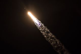 A SpaceX Falcon 9 rocket carrying the secret Zuma spacecraft for the U.S. government launches Space Launch Complex 40 at Cape Canaveral Air Force Station in Florida on Jan. 7, 2018 in this still from a SpaceX video.