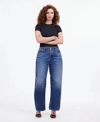 The Curvy Darted Barrel-Leg Jean in Irmo Wash