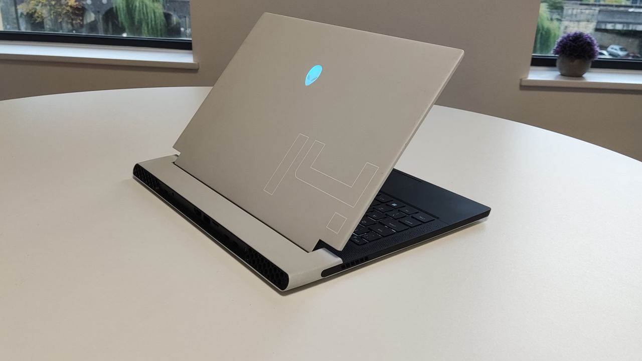 Alienware x14 on a white desk