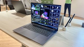 Acer Swift X 14 side angle on table