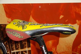Pirate logo on Pantani's saddle