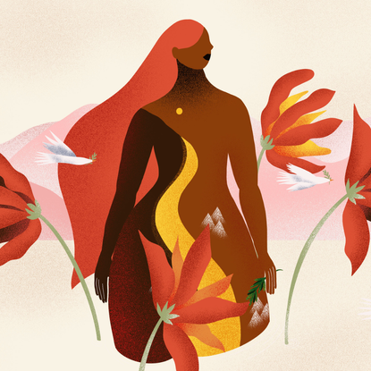 An abstract illustration of a woman going through menopause