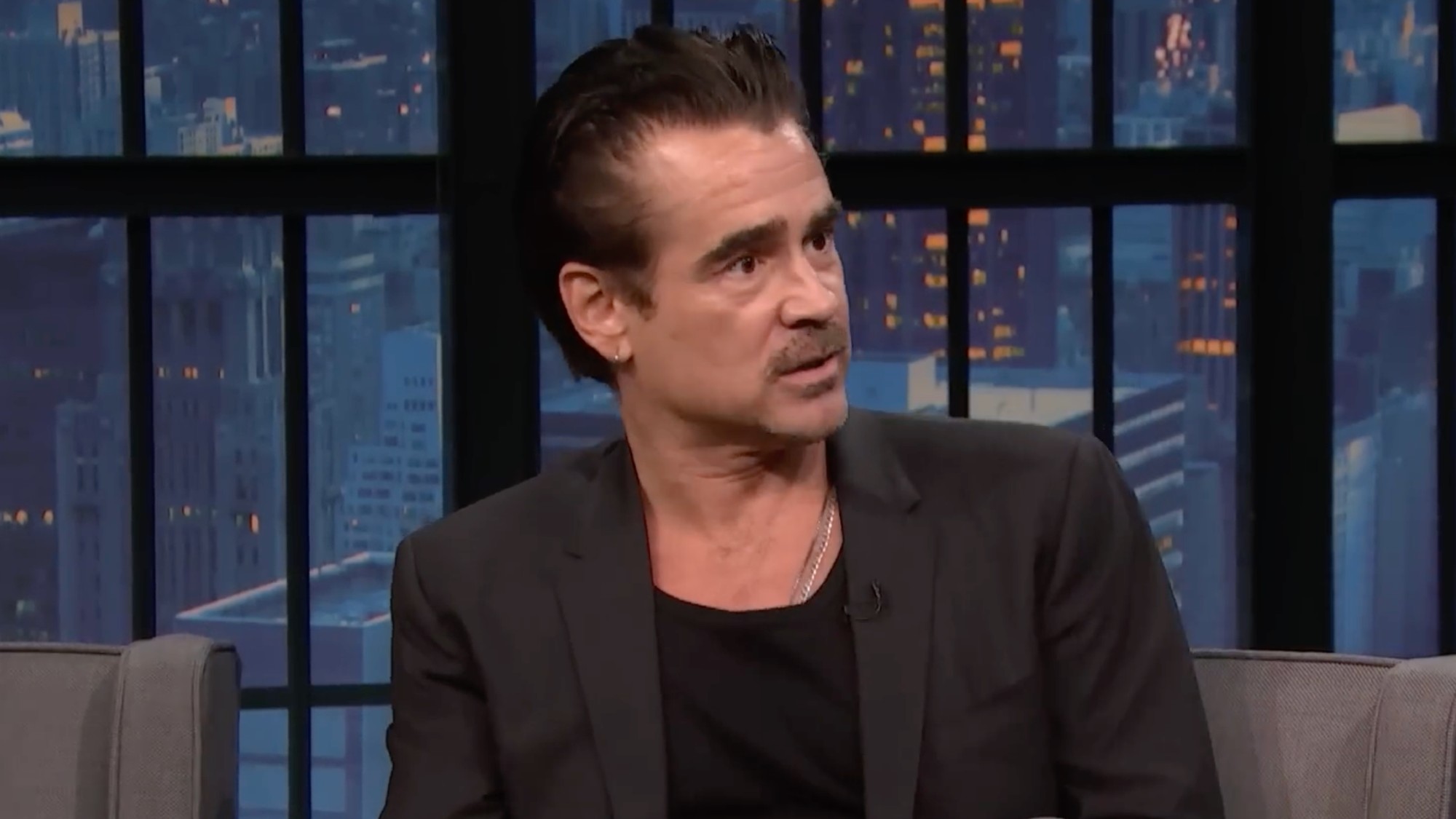 Colin Farrell with a serious face. 