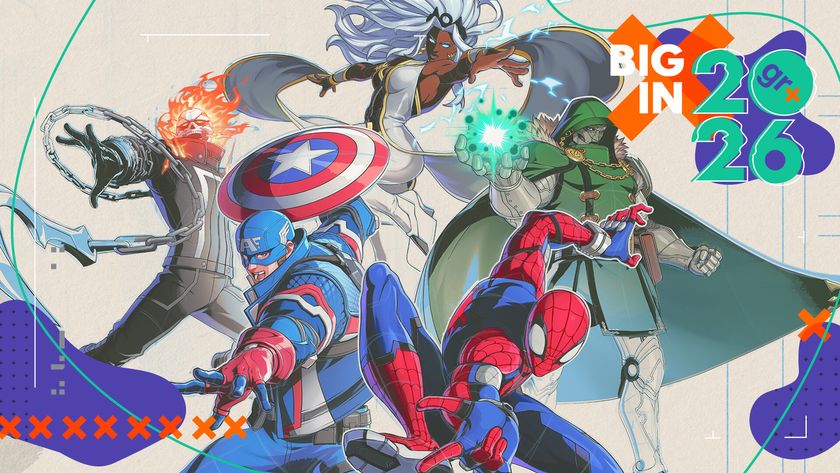 Key art for Marvel Tokon: Fighting Souls showing sketchy drawings of Ghost Rider, Captain America, Spider-Man, Storm, and Doctor Doom all ready for a fight - with the GamesRadar+ Big in 2026 brand frame