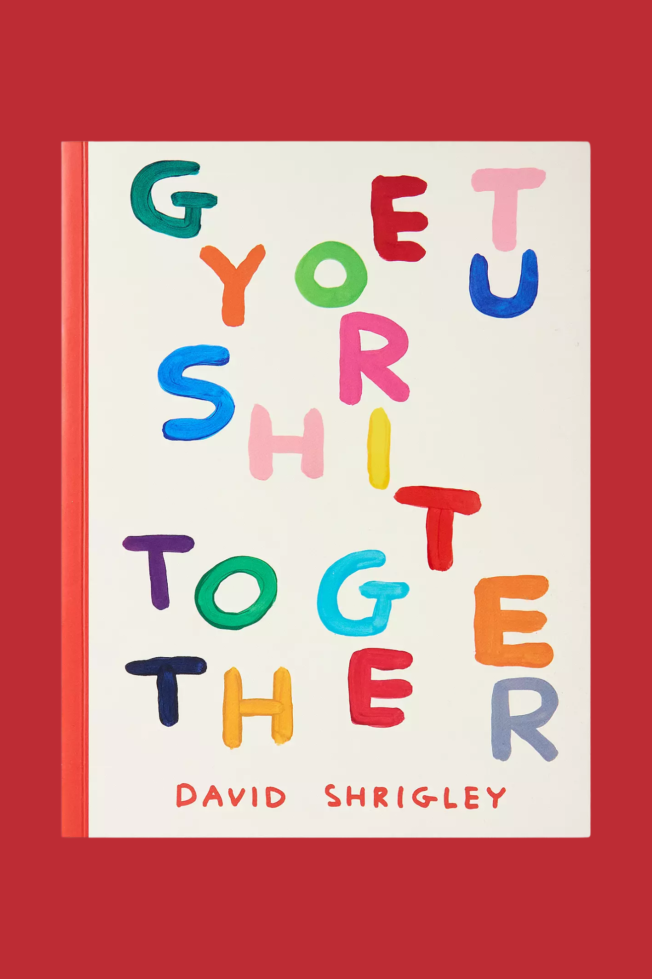 A coffee table book with colorful lettering
