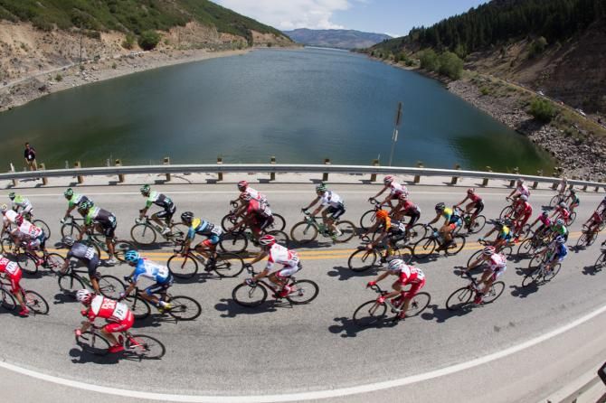Riders pass over the Pineview Reservoir dam.