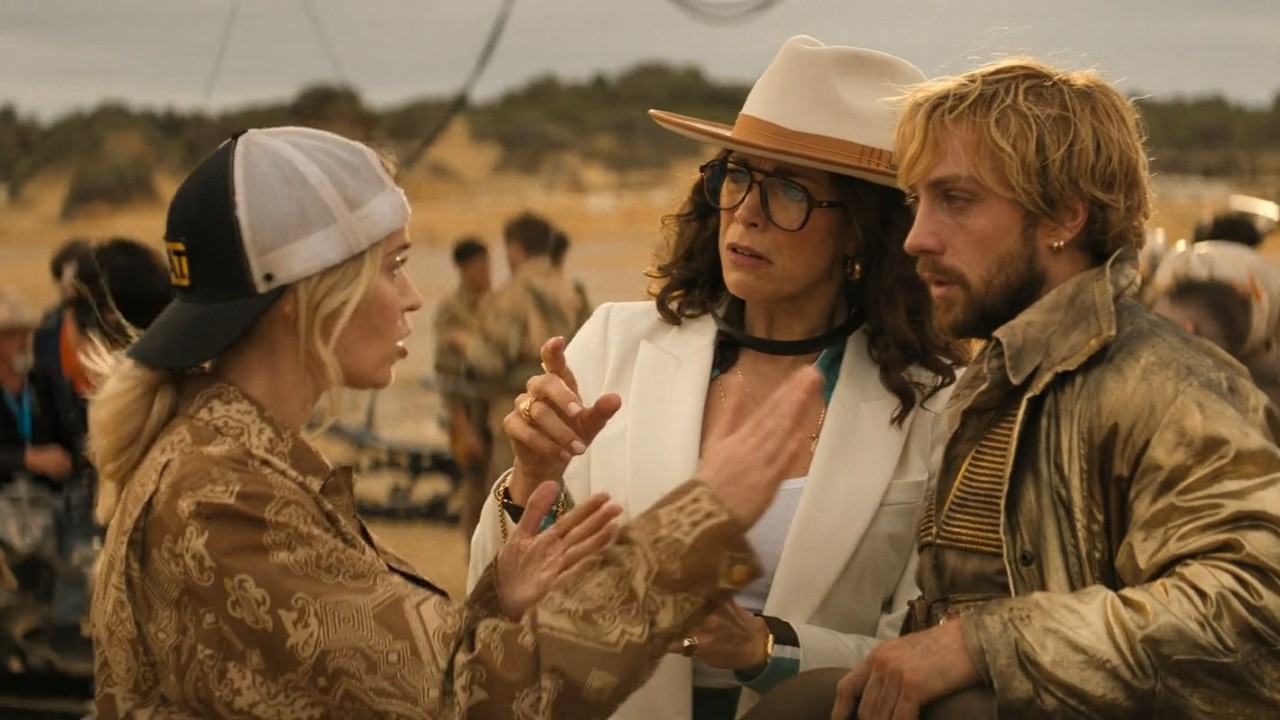 Emily Blunt, Hannah Waddingham, and Aaron Taylor Johnson in The Fall Guy