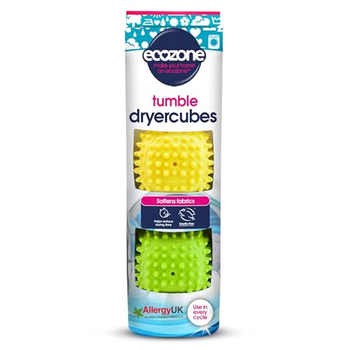 Ecozone Dryer Cubes, 2 X 3-In-1 Square Shaped Rubber Tumble Dryer Machine Laundry Balls, Softens Clothes &amp;amp; Reduces Drying Time, Vegan &amp;amp; Non Toxic Eco-Friendly, Energy Saving &amp;ndash; Set of 2