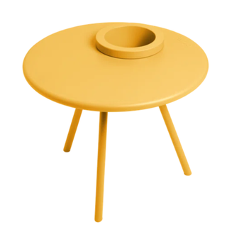 round yellow coffee table